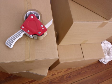 Packed boxes and furniture prepared for a local small removal